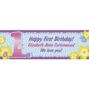 Personalized 1st Birthday Girl Banner   Small   Party Decorations 