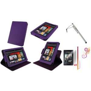 rooCASE 3n1 Dual View Multi Angle (Purple) Leather Folio Case Cover 