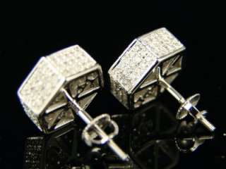 MENS LADIES HEXAGON 3D DIAMOND STUD XL EARRINGS 12 MM  