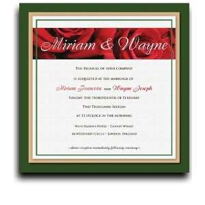   35 Square Wedding Invitations   Red Rose Garden Frost