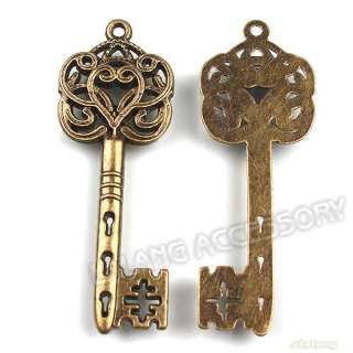 15x Antique Bronze Princess Key Pendant Lots Vintage Alloy Charm 
