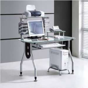   47 W Glass Top Desk with Four Levels and CD Holders