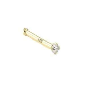   Solid Gold Nose Bone Ring 1.5mm CZ 18G FREE Nose Ring Backing Jewelry