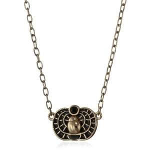 Belle Noel Black Stone Scarab Gold Charm Necklace