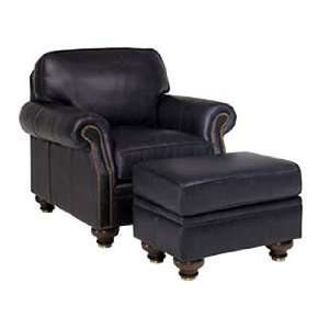   Designer Style Nail Head Trimmed Leather Club Chair
