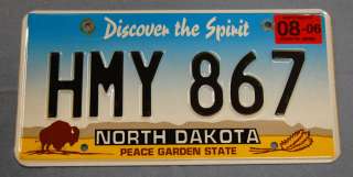 2006 North Dakota Buffalo Scene License Plate Tag #HMY 867  