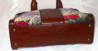 Fossil Vintage Re Issue Large Satchel Dark Floral Handbag Purse NWT 
