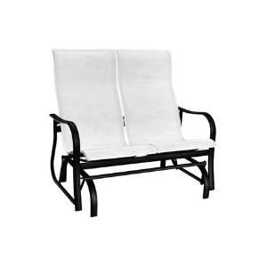 Holly Hill Aluminum Sling High Back Arm Glider Patio Loveseat Hickory 