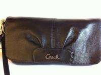 NWT COACH Black Leather Large Wristlet Wallet 45981  