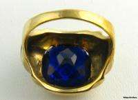 Masonic Blue Lodge Syn Blue Spinel Stone Ring   10k Yellow Gold Masons 