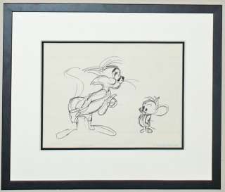 Maurice Noble, MGM, Tom & Jerry, Model Drawing, 1960s, Framed  