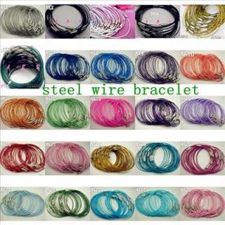 NEW 25 colors Wire Loop Collar Steel Jewellery Bracelet Cord&Clasp 
