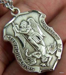 St Saint Michael Protector Medal Sterling Silver Badge  
