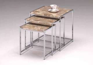 Pc. Chrome With Marble Top Finish Nesting Tables Set ~New~  