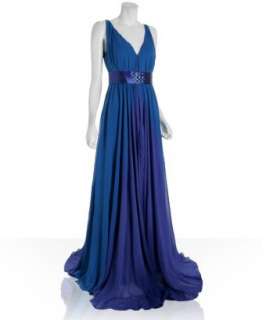 Marc Bouwer GlamIt! blue purple ombré silk chiffon dress  BLUEFLY up 