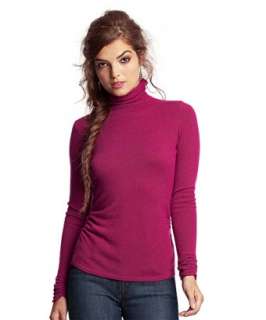 CeCe dark pink cashmere ruched turtleneck sweater   