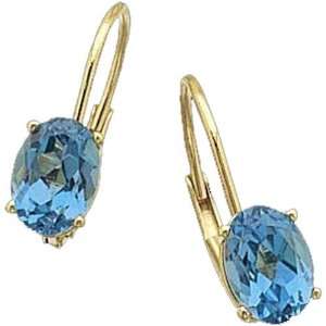   Yellow Gold Swiss Blue Topaz Fashion Earrings Jewelry Days Jewelry