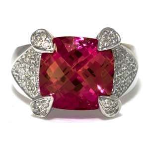    14k White Gold, Created Pink Sapphire, Diamond Ring Jewelry