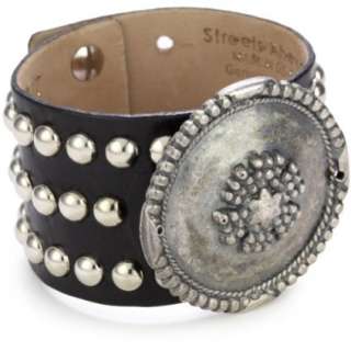 Streets Ahead Black Italian Leather with Studs and Silver Tone 