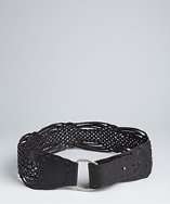 Fashion Focus black braided leather pin close wide belt style 