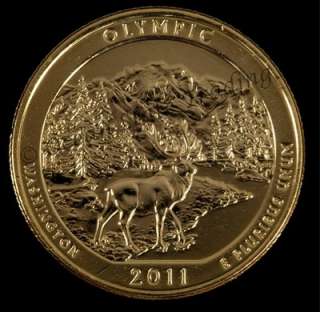   24 kt Gold Plated National Park Quarters. Philadelphia Mint. (5 Coins