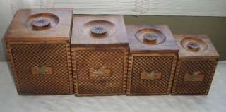 Vintage Wood Nesting Cannisters / Boxes Dovetail Construction Nice 