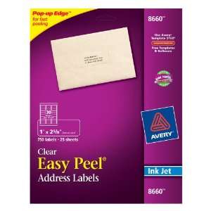  Avery Easy Peel Address Labels for Inkjet Printers, 1 x 2 