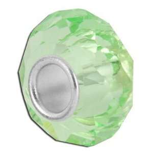  13mm Light Green Faceted Glass   Large Hole Bead: Jewelry