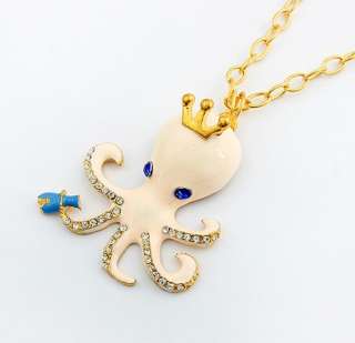 1pcs Paul Colored Glaze Crystal Octopus King Necklace A24 FREE SHIP 
