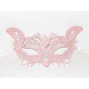 Pink Glitter Cat Metallo Laser Cut Metal Venetian Masquerade Mask