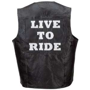 7Pc Genuine Leather Motorcycle Vest Set Live To Ride  