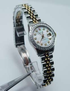 ROLEX Oyster Perpetual Datejust 1ct Diamond Bezel Stainless Steel 18K 