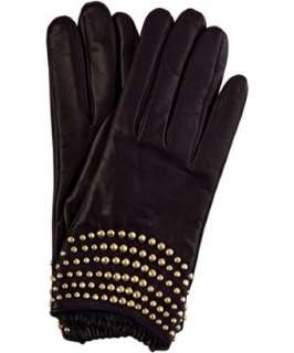 Portolano aubergine leather studded driving gloves   