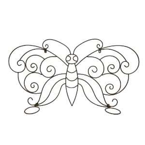  Napco 36 Inch Wide Metal Butterfly Wall Hanger and Plant 