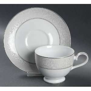  Mikasa Parchment (China) Footed Cup & Saucer Set, Fine China 