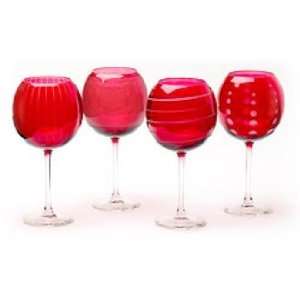  Mikasa Cheers Ruby Stemless Balloon Red Wine Glasses, Set 