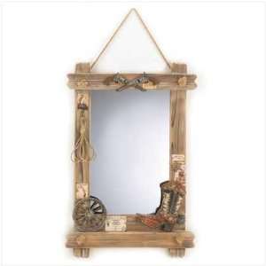   Western Reflections Rustic Rural Weathered Wood Mirror