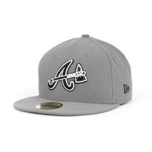  Atlanta Braves New Era 59Fifty MLB Gray BW Cap Hat: Sports 
