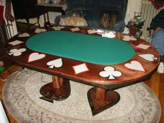 GLASS INLAY~LIGHTS~DOGS PLAYING POKER TABLE card chips  