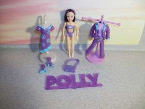 POLLY POCKET 1 DOLL ROOTED HAIR 2 OUTFITS BOOTS + P48  