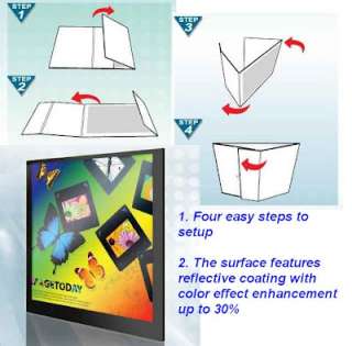Compact, portable and lightweight table top projection screen, 2 side 