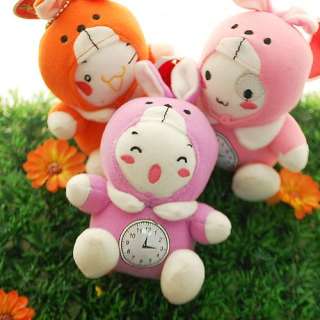 New 3pcs Clock Bunny with suction Cup CUTE PLUSH doll  