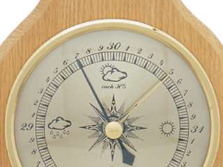 Banjo Weather Station Thermometer Barometer Oak  