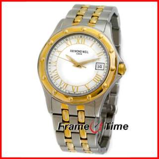 Raymond Weil Tango Mens 18k Gold & Steel Dress Quartz White Watch 5590 