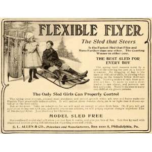  1905 Vintage Ad Flexible Flyer Sled Boy Girl Sledding 