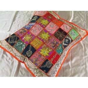 Orange Asian Bead Decorative Floor Cushion Pillow Sham  