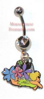 DISNEYS LAYING TINKER BELL 2 SIDED DANGLE BELLY RING  