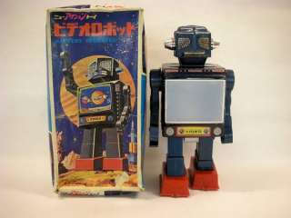 60s Space HORIKAWA TV Television Robot Litho Tin Toy  