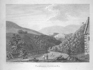 CAMPBELL CASTLE SCOTLAND ANTIQUE PRINT OLD ENGRAVING  