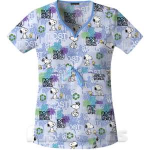 Cherokee V Neck Scrub Top in Snoopys   Most Likely  